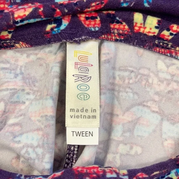 LuLaRoe Tween Purple Floral Leggings - Picture 4 of 7